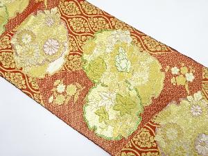 立涌に雪輪・草花模様織り出し　袋帯